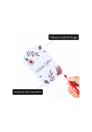 Yılbaşı Mutlu Yıllar Yazılı Hediye Etiketi, Çorap Temalı Paketlem