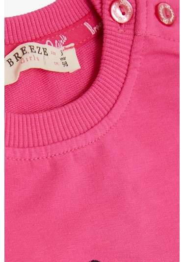 Breeze Kız Çocuk Eşofman Takım Çiçek Temalı Tavşancık Nakışlı 1-4 Yaş, Fuşya-fuşya Fuşya