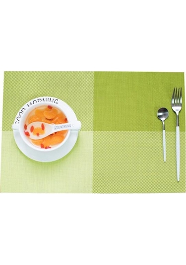 Placemat Aşınmaya Dayanıklı Su Geçirmez Kaymaz Isı Yalıtımı Dikdörtgen Masa Mat Züccaciye Bardak Altlığı Yeşil
