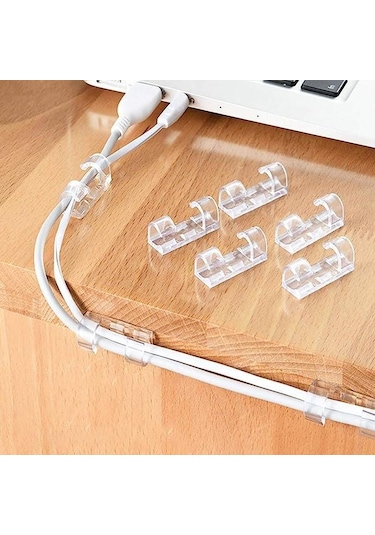 20li Şeffaf Kablo Sabitleyici Düzenleyici Klips Kablo Tutucu