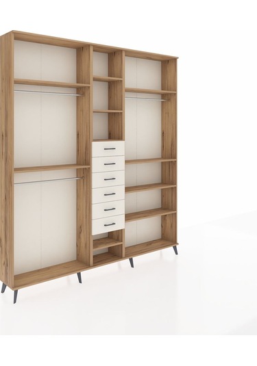 Arges Dolap 10 Raflı 6 Çekmeceli 3 Askılı 220x30x243 Çam-çam/aytaşı Atlas Çam/aytası