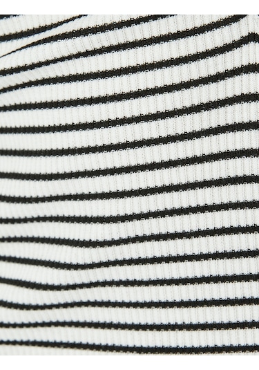 Koton İp Askılı Çizgili V Yaka Slim Fit Fitilli Atlet Ekru Çizgili 5sal30078ık Ekru Çizgili Ekru