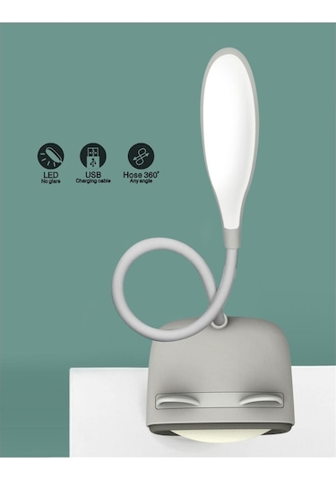 Tv Tasarımlı 2 Kademeli Şarjlı Masa Lambası Gri