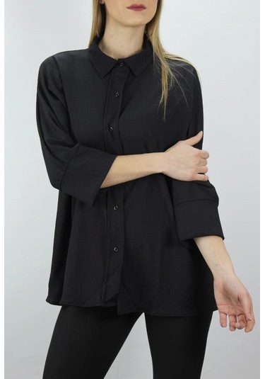 Saklımoda Krinkıl Gömlek Siyah - Lks2406.75 Çok Renkli