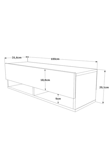 Robin Home Lia Hol Antre Dresuar Duvara Monte 100cm Atlantik Çam - Beyaz Beyaz