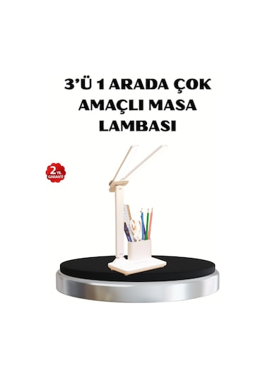 Kalemlik Ve Telefon Standlı Masa Lambası - Kısılabilir Led Işık Göz Dostu Tasarım Renkli