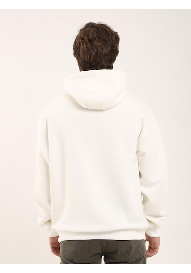 Dufy Erkek Oversize Düz Pamuklu Kapüşonlu Sweatshirt Ekru - 103712 Ekru Dufy Erkek Oversize Düz Pamuklu Kapüşonlu Sweatshirt Ekru - 103712 Ekru