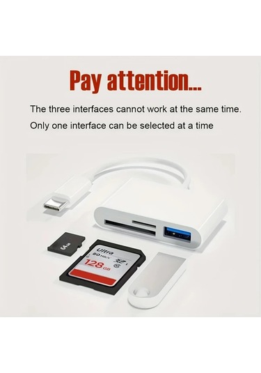Willowhaven 3 İn 1 Usb C Hizli Adaptor Set Beyaz Sd Tf Okuyucu Ve Lightning Baglantili