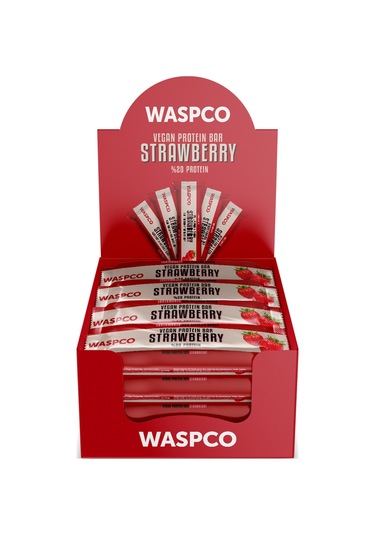 Waspco Vegan Protein Bar Çilekli 40g x 12 Adet