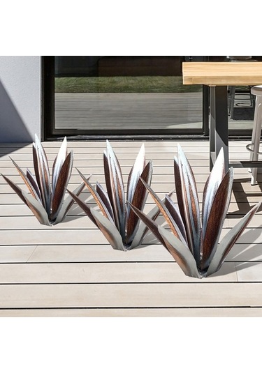 Trendooze Homyl Yapay Yılan Agave Bitki Ofis Dekorasyon Gümüş-27cm