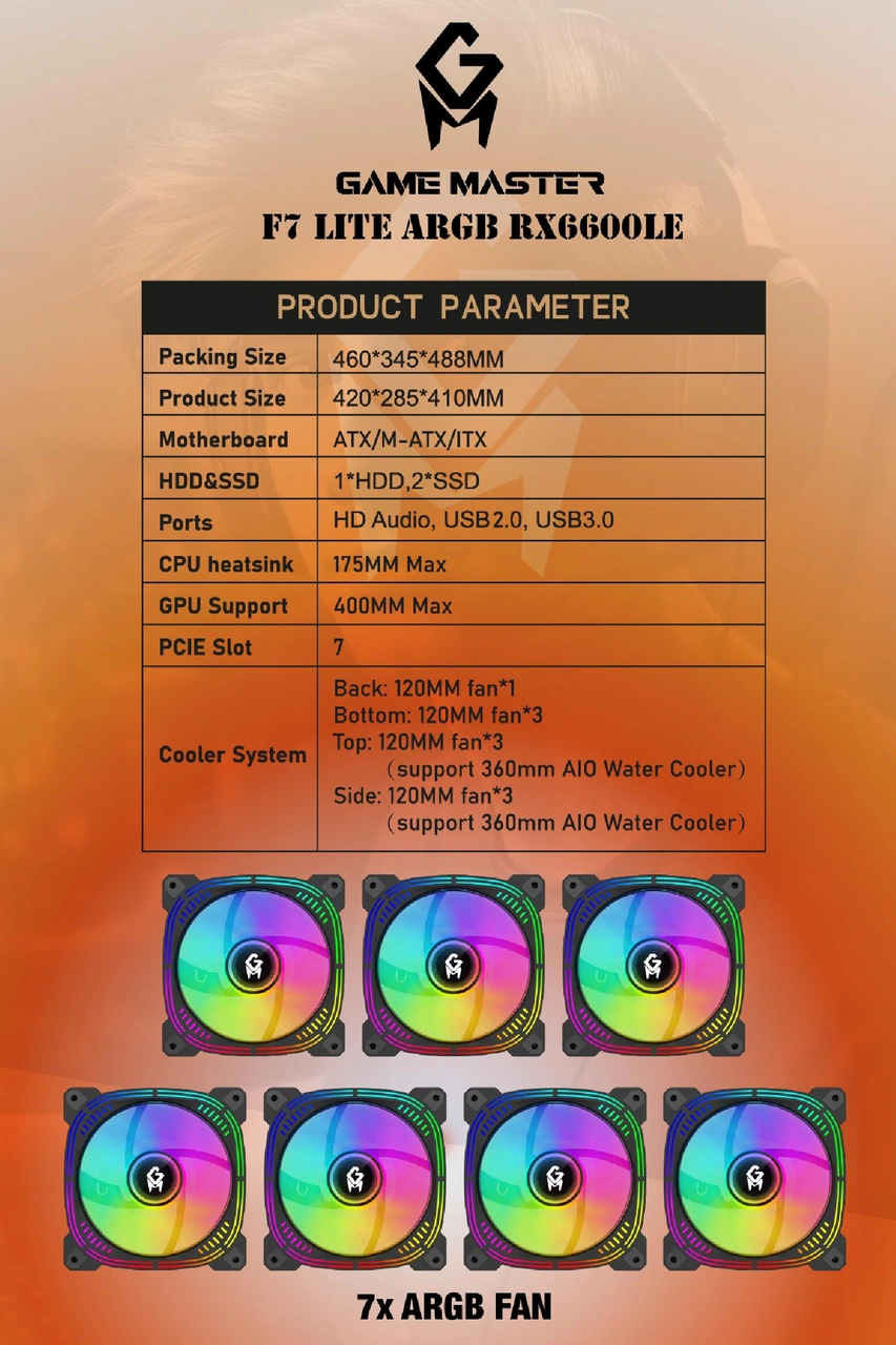 Game Master F7 Lite R7-5700X 16 GB 512 GB RX6600LE Dos Masaüstü Oyuncu Bilgisayarı