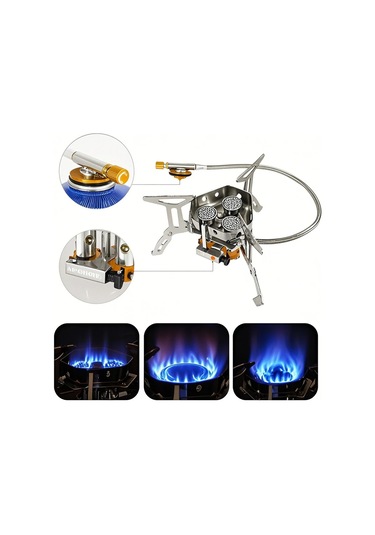 Geeroyoo Tomshoo Taşınabilir Üç Aynalı Kamp Çadır Ocağı, Kompakt Katlanabilir, Çelik Ve Bakır Malzeme, 333g Ağırlık, Doğa Etkinlikleri İçin Gümüş