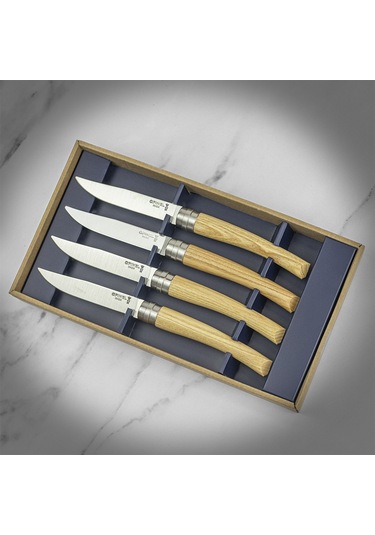 Opinel Chic 4'lü Et Bıçağı Seti - Dişbudak Ağacı Ash Wood Çok Renkli