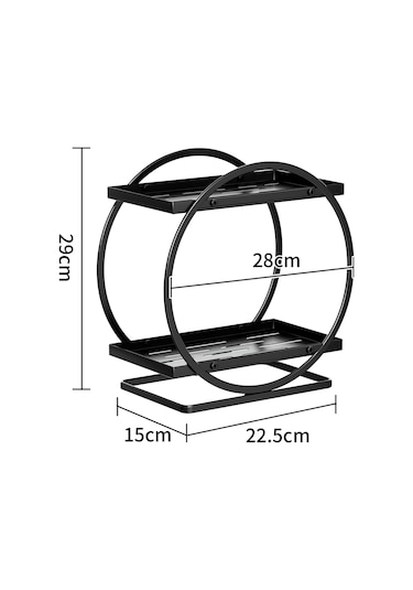 Sones 2 Katlı Kozmetik Sergileme Tepsisi Makyaj Düzenleyici Ve Saklama Şifonyer Banyo Siyah