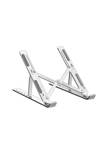 Lemestar Alüminyum Notebook Tutucu: 6 Seviye Yükseklik Ayarlı, Soğutucu Fonksiyonlu, Taşınabilir Katlanabilir Bilgisayar Yükseltici Gümüş