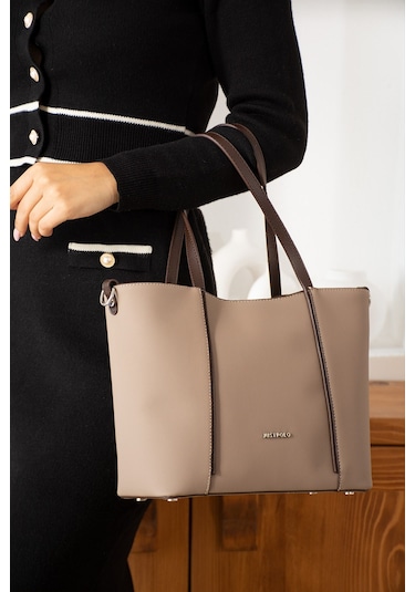 Just Polo Kadın Büyük Boy Suya Dayanıklı Lakoste Kumaş Uzun Askılı 4 Gözlü El Ve Omuz Çantası Pbu2170 Vizon - Kahve Vizon - Kahverengi