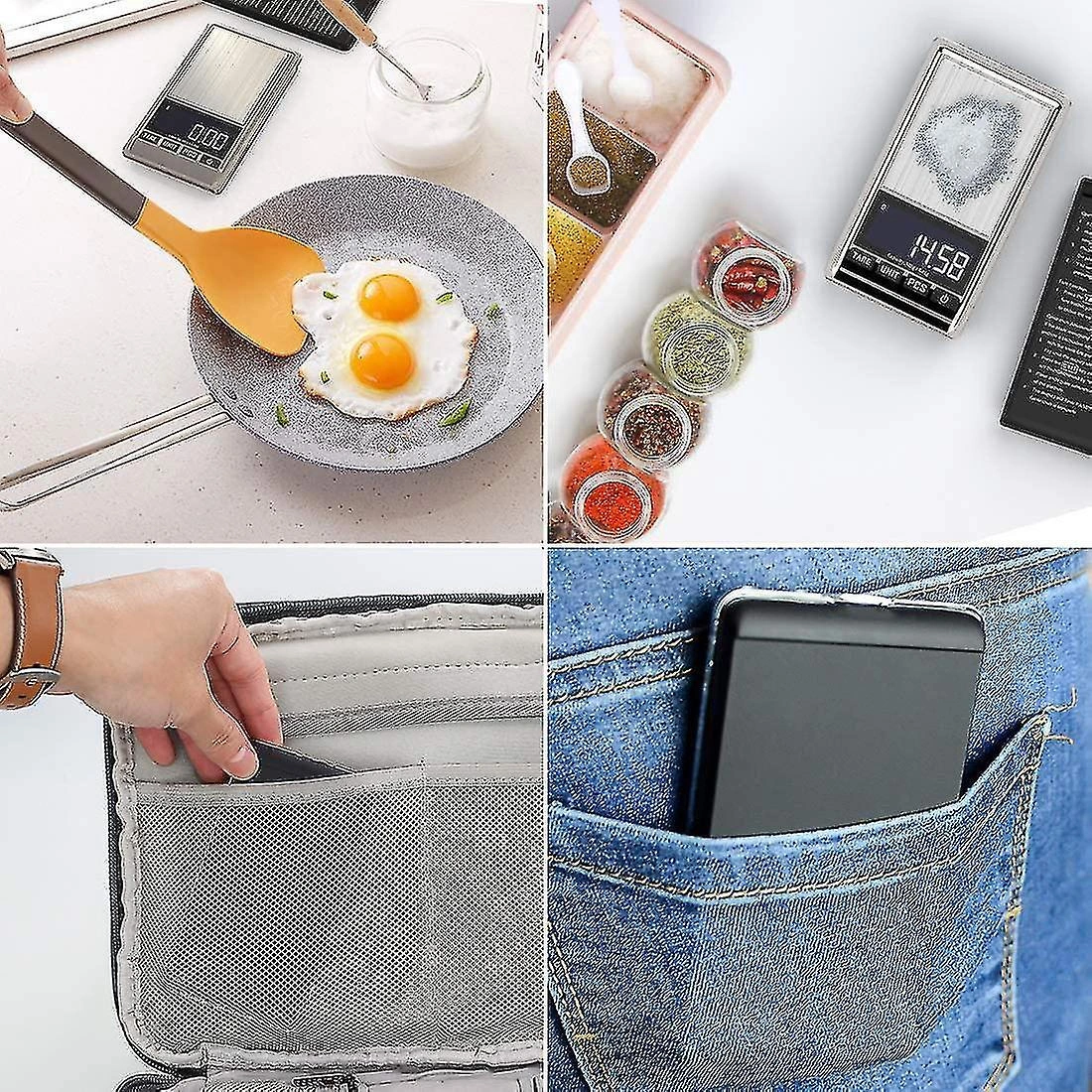 Kosona 0.01g Hassasiyetli Dijital Cüzdan Terazi, Paslanmaz Çelik Platform Ve Lcd Ekranlı, Mutfak Ve Mücevher Ölçümü İçin 500g Kapasiteli Çok Renkli