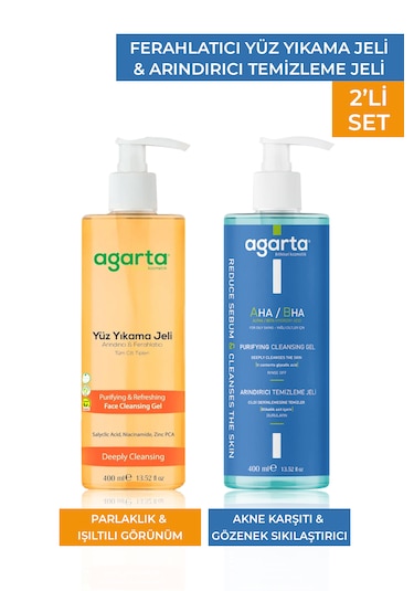 Agarta Aha-Bha + Arındırıcı ve Besleyici Yüz Yıkama Jeli 2 x 400 ML