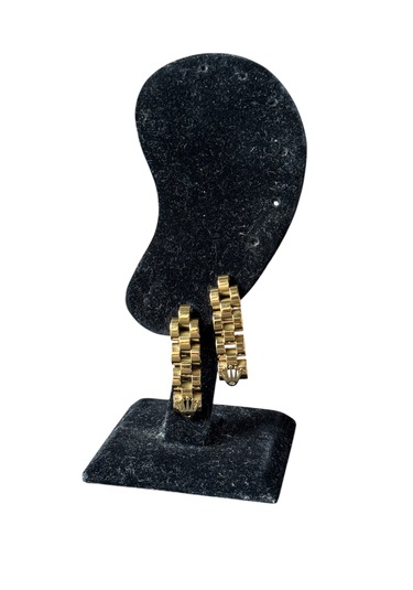 Gold Sallantılı Kral Tacı Çelik Küpe Altın