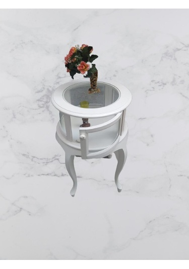 Bengimobilya Gümüşlük Yuvarlak Model Leylek Bacak Parlak Beyaz Kayın Lükens As