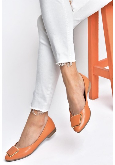 Fox Shoes P726776309 Turuncu Toka Aksesuarlı Kadın Babet Turuncu