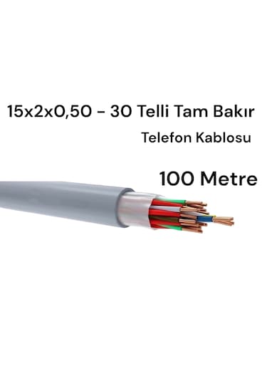 Kablo Türk 15x2x0,50 - 30 Telli Tam Bakır Telefon Kablosu 100 Metre