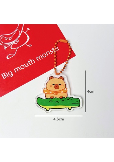 Hangfox Akrilik Kapybara Anahtar Zinciri - Kartoon Su Domuzu Figürlü Anahtar Takımı Zincir Rengi Rastgele