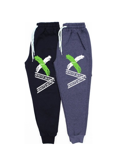 Fyk Kids 2 Li Fermuarlı, Baskılı X Collection Erkek Çocuk Eşofman Altı Füme - Siyah