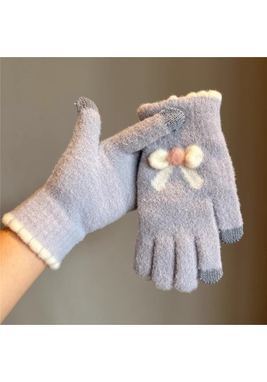 Kadın Soğuk Geçirmez Sevimli Eldiven Mavi