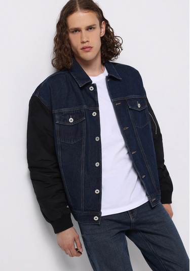 Colins Oversize Fit Düğmeli Astarsız Erkek Koyu Mavi Ceket Cl1076080 Q1.v1 Dn44498 Denim Colins Oversize Fit Düğmeli Astarsız Erkek Koyu Mavi Ceket Cl1076080 Q1.v1 Dn44498 Denim