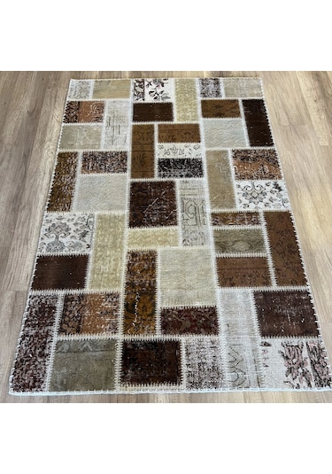 Hoom Rugs Patchwork Kahve Kutulu El Dokuma Kilim Kahve