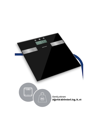 Fitmax Geniş Ekranlı Yağ Ölçer Fonksiyonlu Vücut Analizli Tartı Baskül