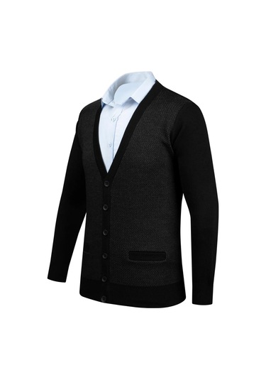 Erkek Büyük Beden V Yaka Triko Hırka Düğmeli 5014mb Bgl-st04040 Siyah