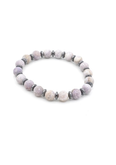 Hakiki Doğal Hematitli Mat Akik Taşı Bileklik Gri