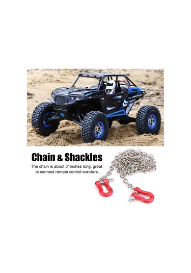 Geekyou Rc Tırmanıcı İçin Kilitlebilir Kanca Ve Metal Çeker Zinciri - Scx10 D90 Uyumlu, 78 Cm Uzunluk, Alüminyum Malzeme, Kırmızı+gümüş Rengi