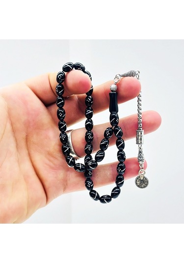 Yan Yarma Ve Baklava Dilimi İşlemeli Gürcistan Taşı Tesbih