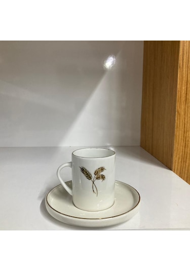 Konak Züccaciye Semazen 6 Lı Kahve Fincan Tk. Buğday Başağı Beyaz - Desenli
