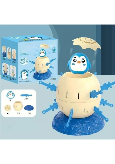 Şakacı Penguen 28 Parçalı Penguen Figürlü 24 Kılıclı 2 Kişilik Eğlenceli Aile Kutu Oyunu