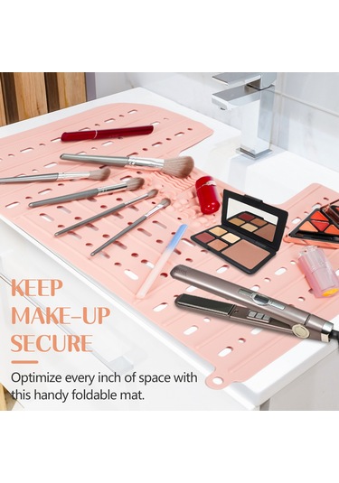 Youtek Katlanabilir Silikon Lavabo Kapağı - Makyaj Fırçası Temizleme Matı Ve Düzenleyici Siyah