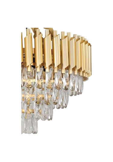 Avizemoda Palmira 55'Lik Prizma Kesim Kristal Taşlı Lüks Avize - (Sarı-Yaldız)