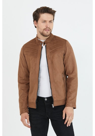 Erkek Kahverengi Dar Kesim Süet Ceket Kahverengi