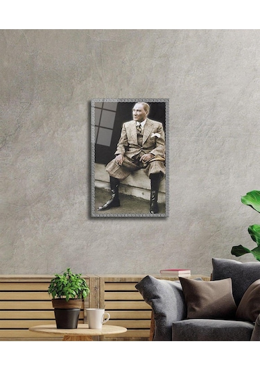 Atatürk Cam Tablo 4mm Dayanıklı Temperli Cam, Atatürk Glass Wall Art293