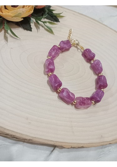 Mor Kesmeşeker Desenli Bileklik Mor