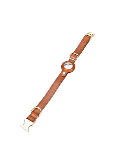 Doggo Gerçek Deriden El Yapımı Köpek Tasması Apple Airtag Uyumlu 50 CM Taba