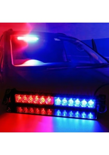 S12 Vantuzlu İkaz Lambası 12 Modlu Mavi Kırmızı Led Acil Uyarı Işığı