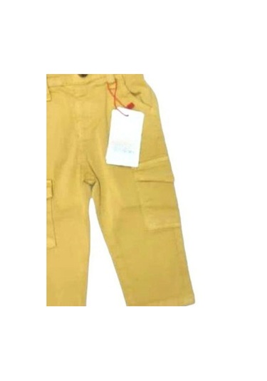 Erkek Bebek Cep Detaylı Kargo Pantolon-13592 Hardal