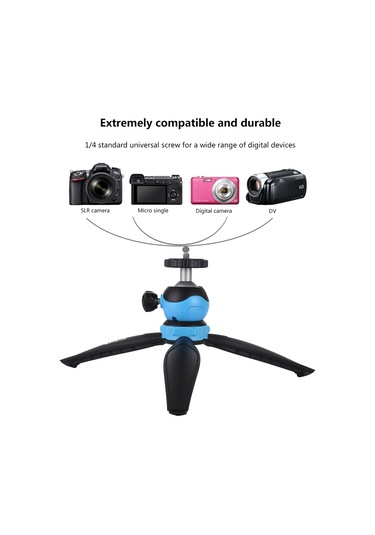 Akıllı Telefonlar, Gopro, Dslr Fotoğraf Makineleri İçin 360 Derece Top Başlı Puluz 20cm Cep Plastik Tripod Dağı Mavi