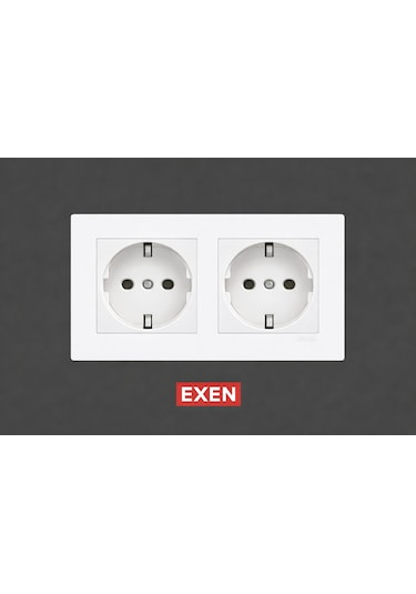 Exen Beyaz 2'li Set Topraklı Priz+topraklı Priz Modern Seri Priz
