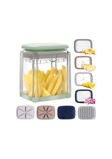 Dashanshop 1 Adet Green Patates Kesici 4 Bıçaklı Sebze Doğrayıcı Mutfak Aksesuarı Meyve Sebze Dilimleyici 1 Parça