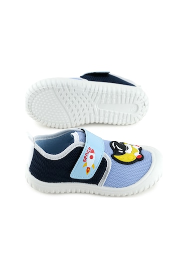 Gezer Yazlık Erkek Çocuk Pvc Taban Cırt Cırtlı Ayarlanabilir Keten Günlük Ayakkabı Mavi-Lacivert